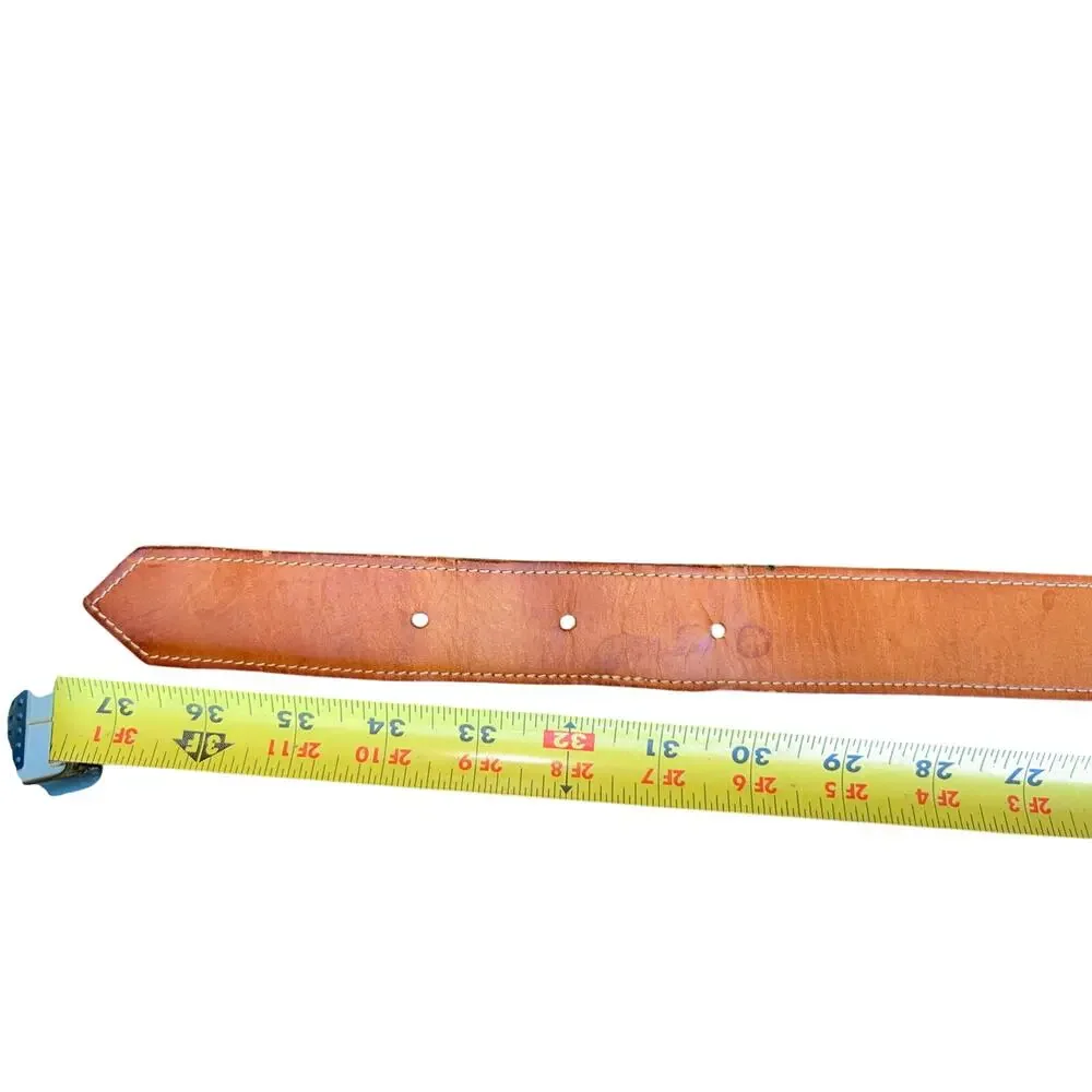 Vintage Waisted belt co 1980s honey colored leather waist belt diagonal buckle
